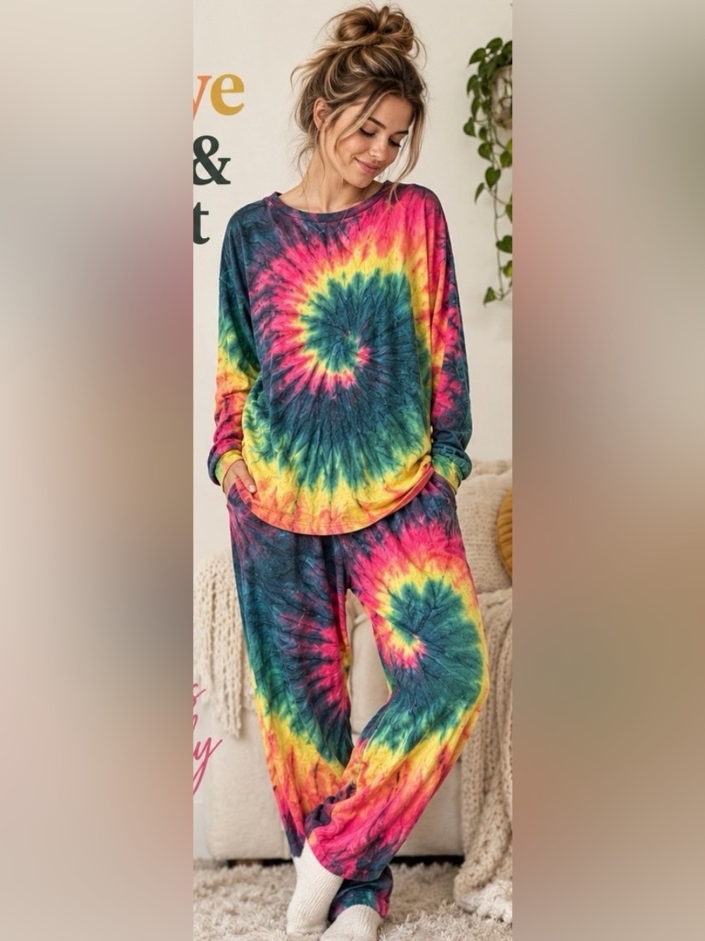 Vintage Tie Dye Pants & Top‎ Set